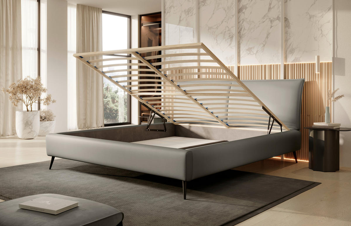 POLSTERBETT 180/200 cm  in Schwarz, Taupe  - Taupe/Schwarz, Design, Holz/Textil (180/200cm) - Esposa