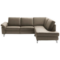 ECKSOFA in Echtleder Taupe  - Taupe/Chromfarben, Design, Leder/Metall (271/200cm) - Pure Home Lifestyle