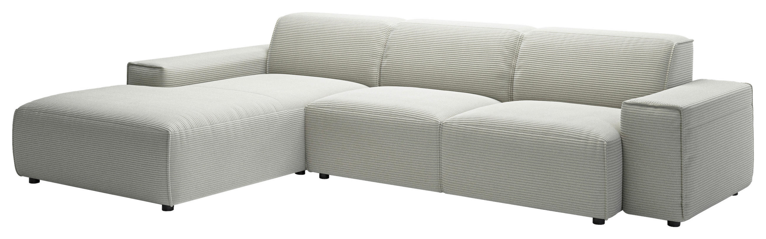 ECKSOFA Hellgrau Cord  - Hellgrau/Schwarz, Design, Kunststoff/Textil (189/300cm) - Pure Home Lifestyle