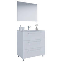 BADEZIMMER 3-teilig  in 80 cm  - Alufarben/Weiß, MODERN, Keramik/Holzwerkstoff (80cm) - MID.YOU