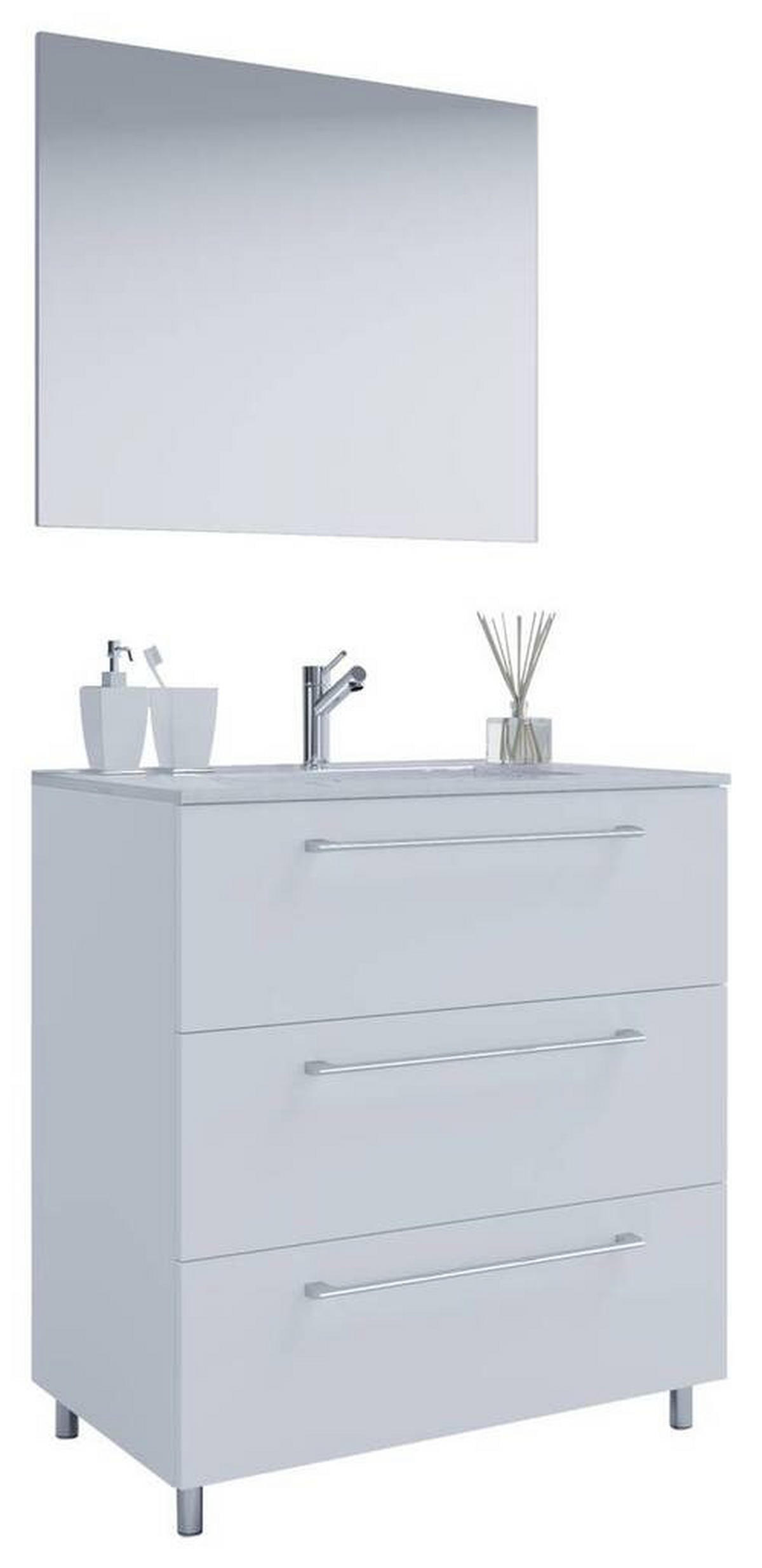 BADEZIMMER 3-teilig  in 80 cm  - Alufarben/Weiß, MODERN, Keramik/Holzwerkstoff (80cm) - MID.YOU