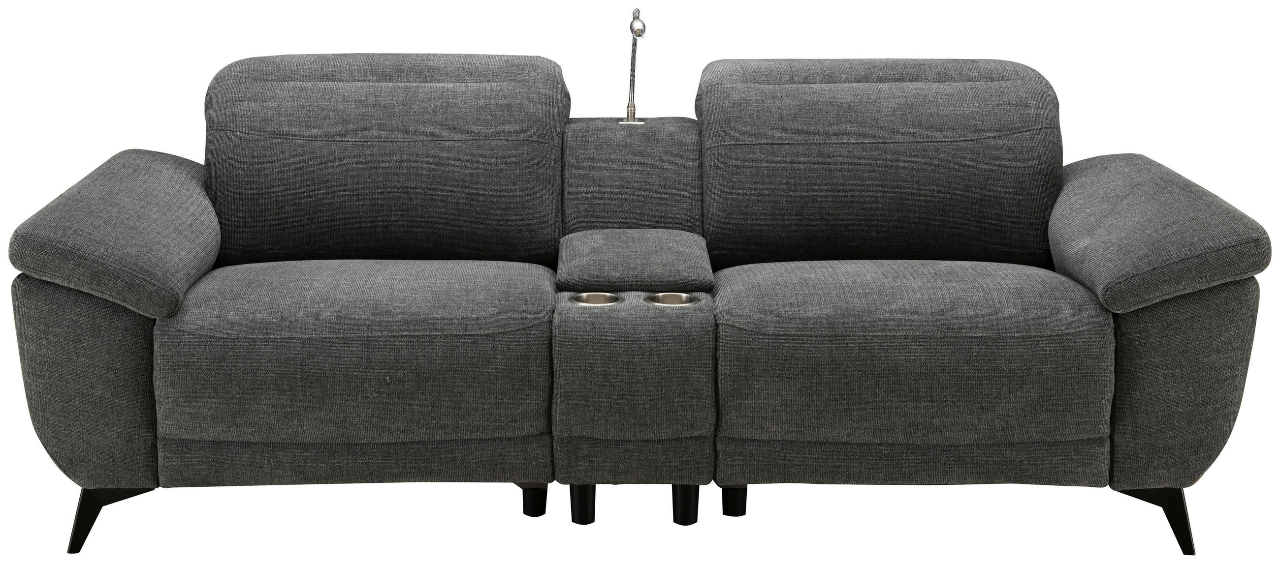 HEIMKINO-SOFA Webstoff Grau  - Chromfarben/Grau, MODERN, Textil/Metall (230/98/103cm) - Livetastic