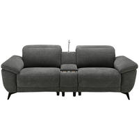 HEIMKINO-SOFA Webstoff Grau  - Chromfarben/Grau, MODERN, Textil/Metall (230/98/103cm) - Livetastic