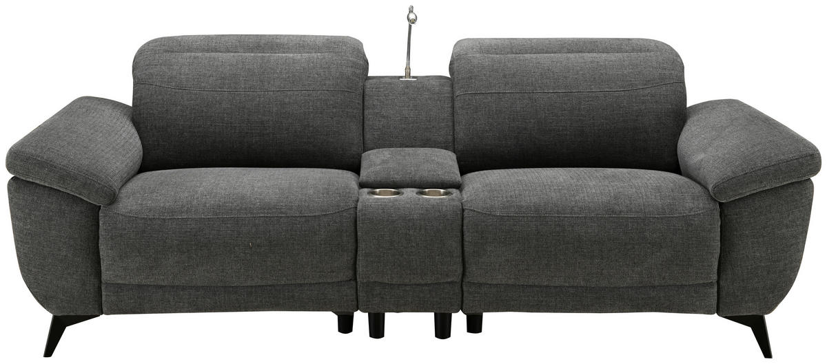 HEIMKINO-SOFA Webstoff Grau  - Chromfarben/Grau, MODERN, Textil/Metall (230/98/103cm) - Livetastic