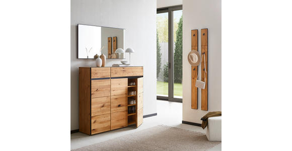 SCHUHSCHRANK 132,5/122,8/38 cm  - Eichefarben/Anthrazit, Natur, Holz/Metall (132,5/122,8/38cm) - Linea Natura