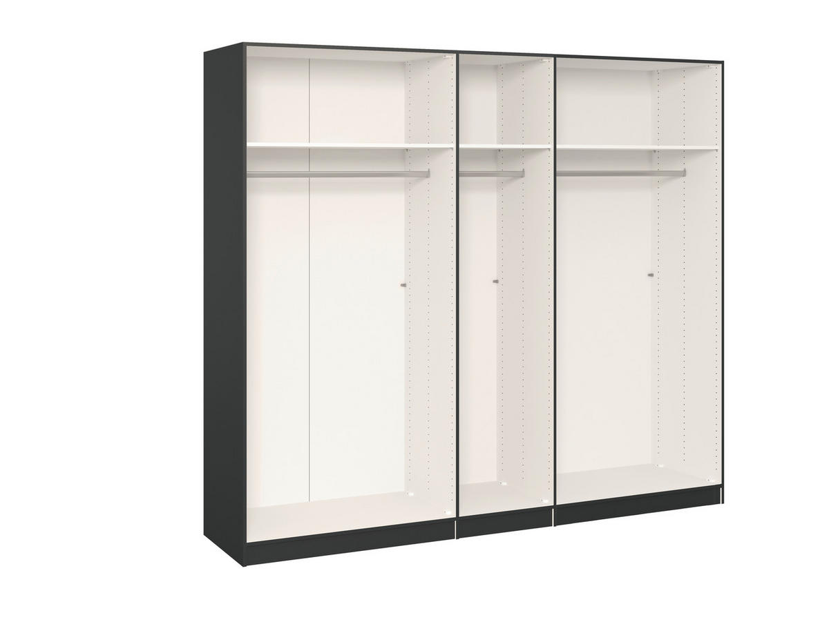 DREHTÜRENSCHRANK 253/215/59 cm 5-türig Anthrazit, Schwarz  - Edelstahlfarben/Anthrazit, Design, Glas/Holzwerkstoff (253/215/59cm) - Boxxx