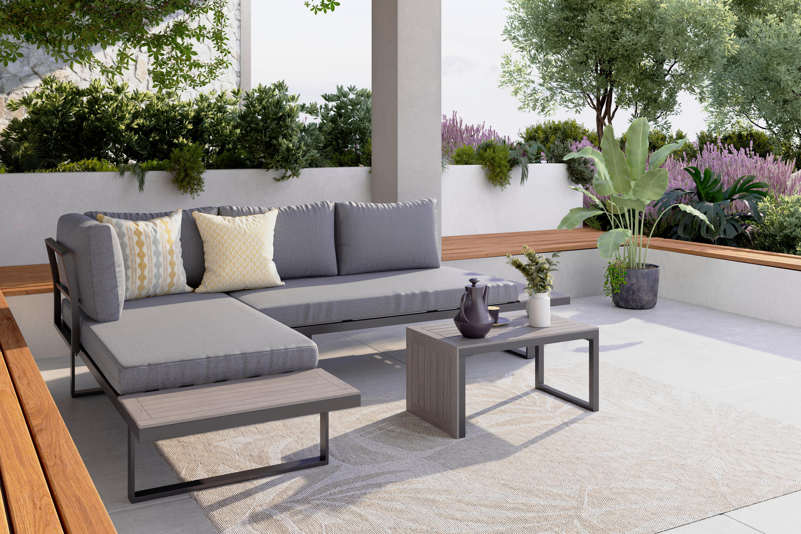 Ambia Garden TERASOVÁ SEDACÍ SOUPRAVA kov, plast, textil