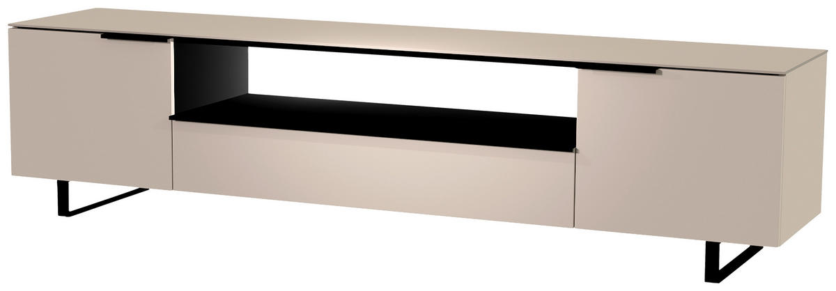 LOWBOARD Schwarz, Sandfarben  210/51/45 cm  - Sandfarben/Schwarz, Design, Glas/Holzwerkstoff (210/51/45cm) - Moderano