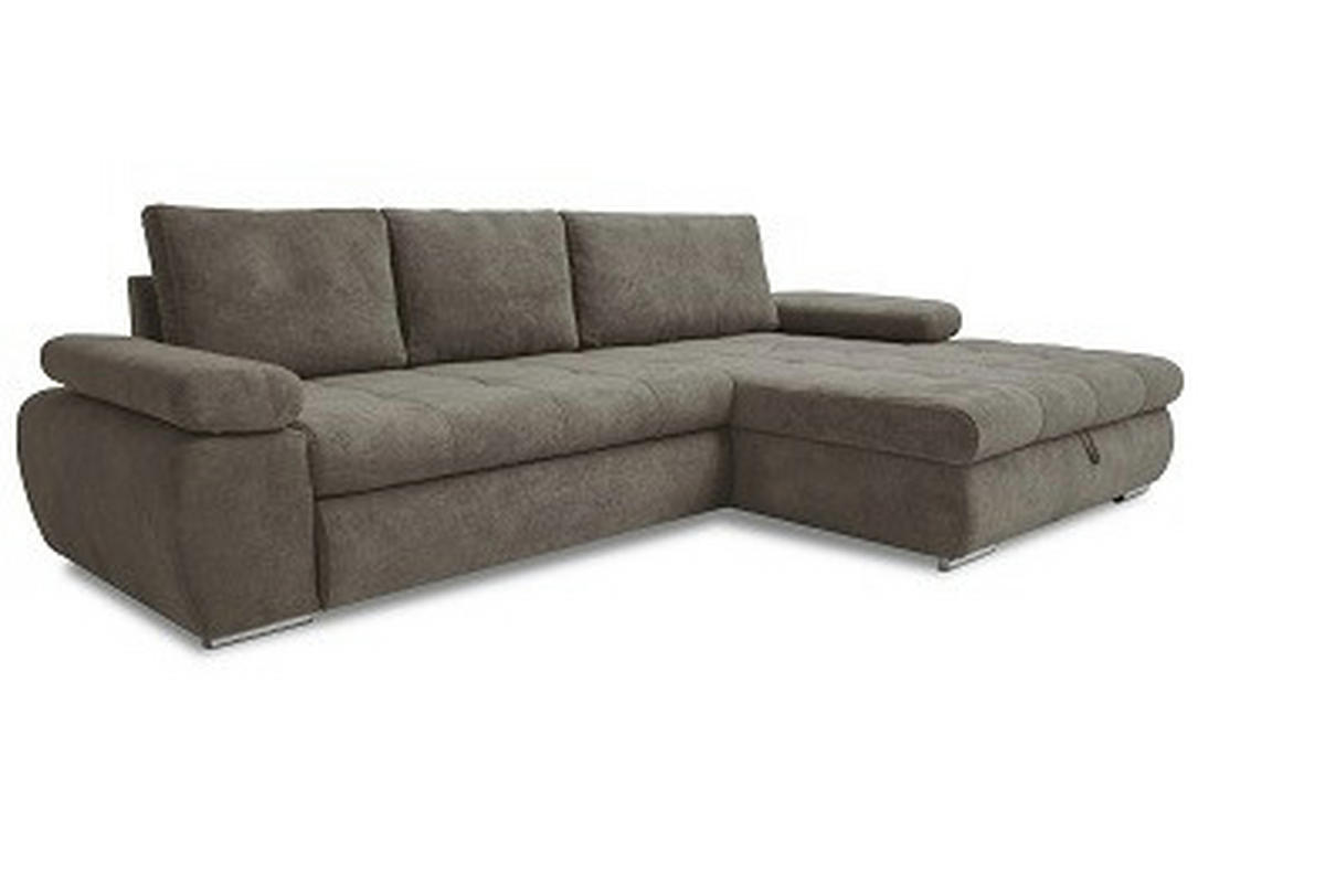 ECKSOFA Anthrazit Flachgewebe Rückenkissen, Bettkasten, Schlaffunktion, Rücken echt, Armteilverstellung  - Chromfarben/Anthrazit, Design, Kunststoff/Textil (294/173cm) - Carryhome