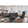 ECKSOFA in Echtleder Anthrazit  - Anthrazit/Alufarben, Design, Leder/Metall (242/271cm) - Cantus