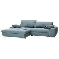 ECKSOFA Hellblau Flachgewebe Rücken echt, Kopfteilverstellung, Sitztiefenverstellung  - Chromfarben/Hellblau, Design, Textil/Metall (198/276cm) - SetOne by Musterring