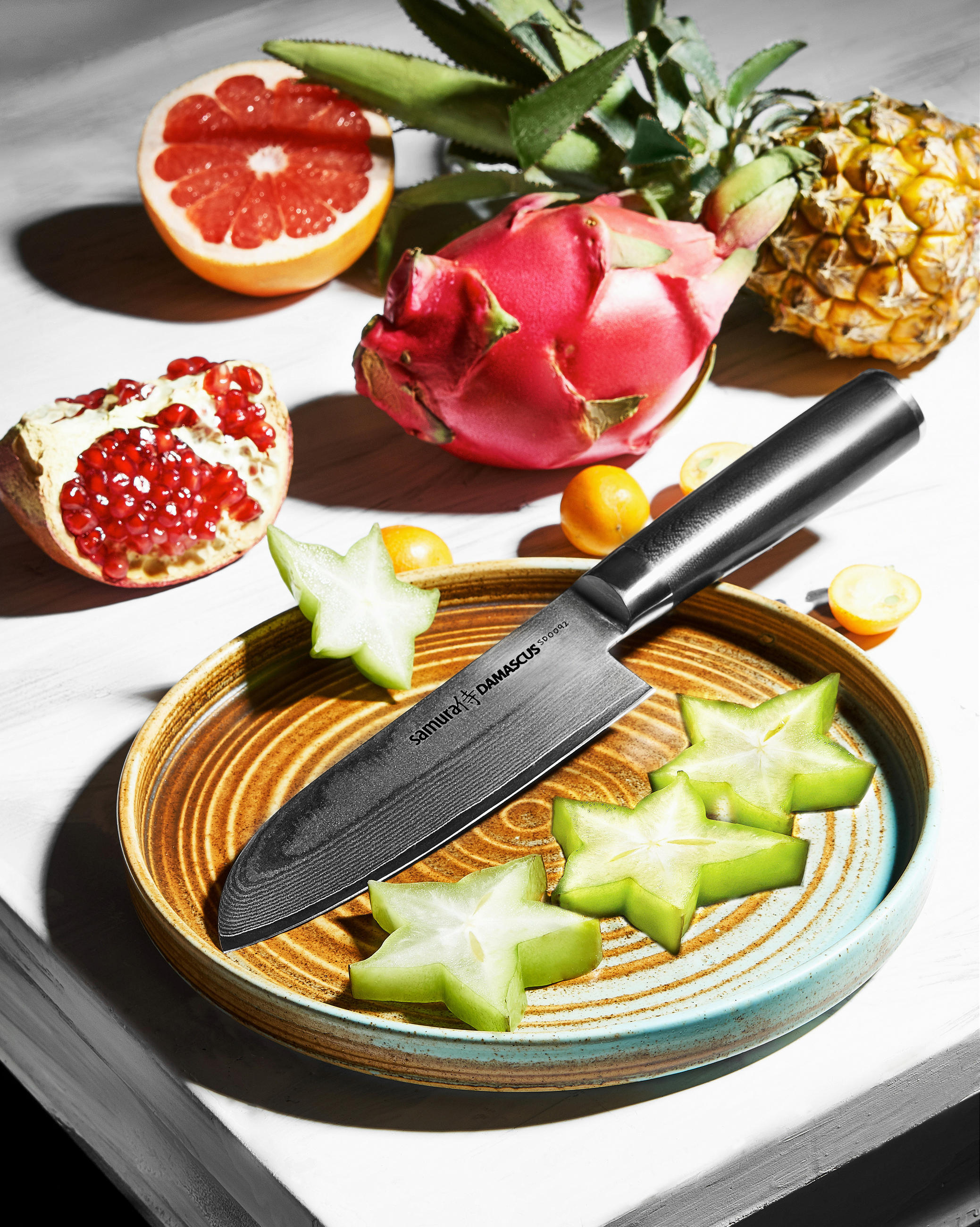 NOŽ SANTOKU  Damascus  27,5/4/2,5 cm          ogljikovo jeklo - Basics, kovina/umetna masa (27,5/4/2,5cm) - Samura