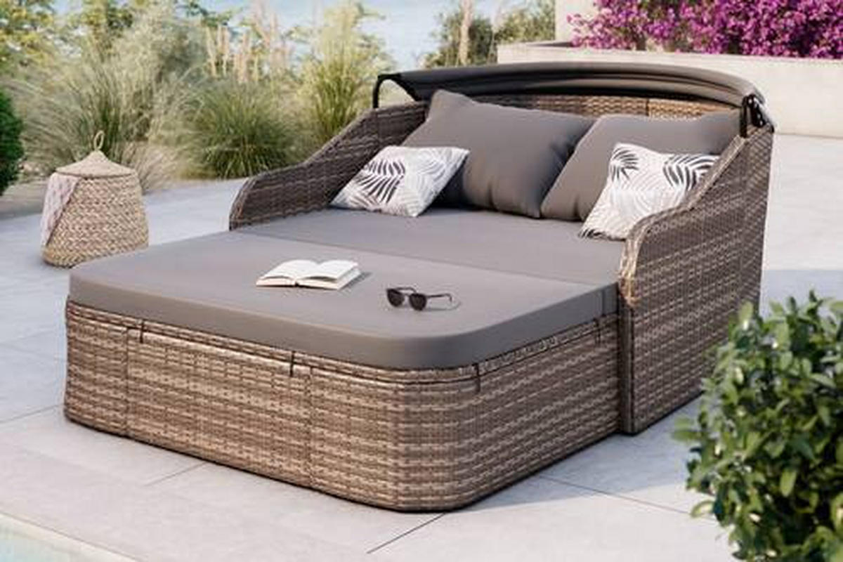 SONNENINSEL  - Schwarz/Grau, MODERN, Kunststoff/Metall (204/132/65cm) - Ambia Garden