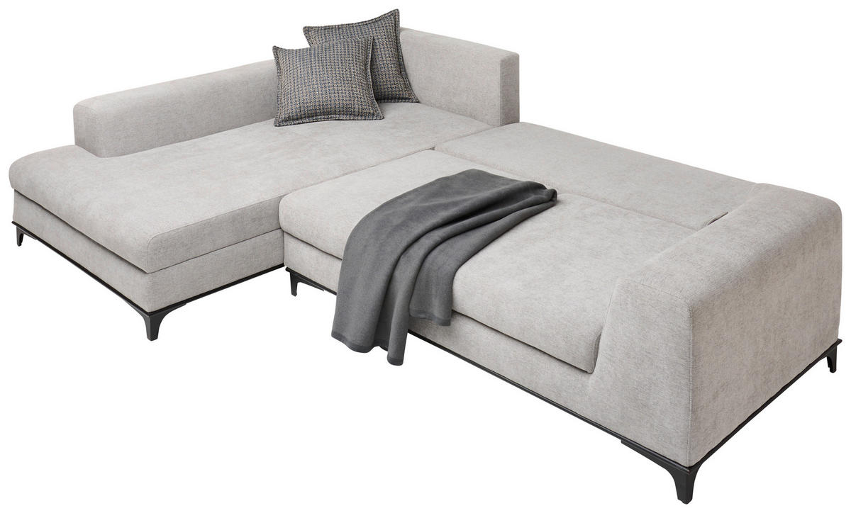 ECKSOFA in Webstoff Grau  - Schwarz/Grau, Design, Textil/Metall (211/314cm) - Stylife