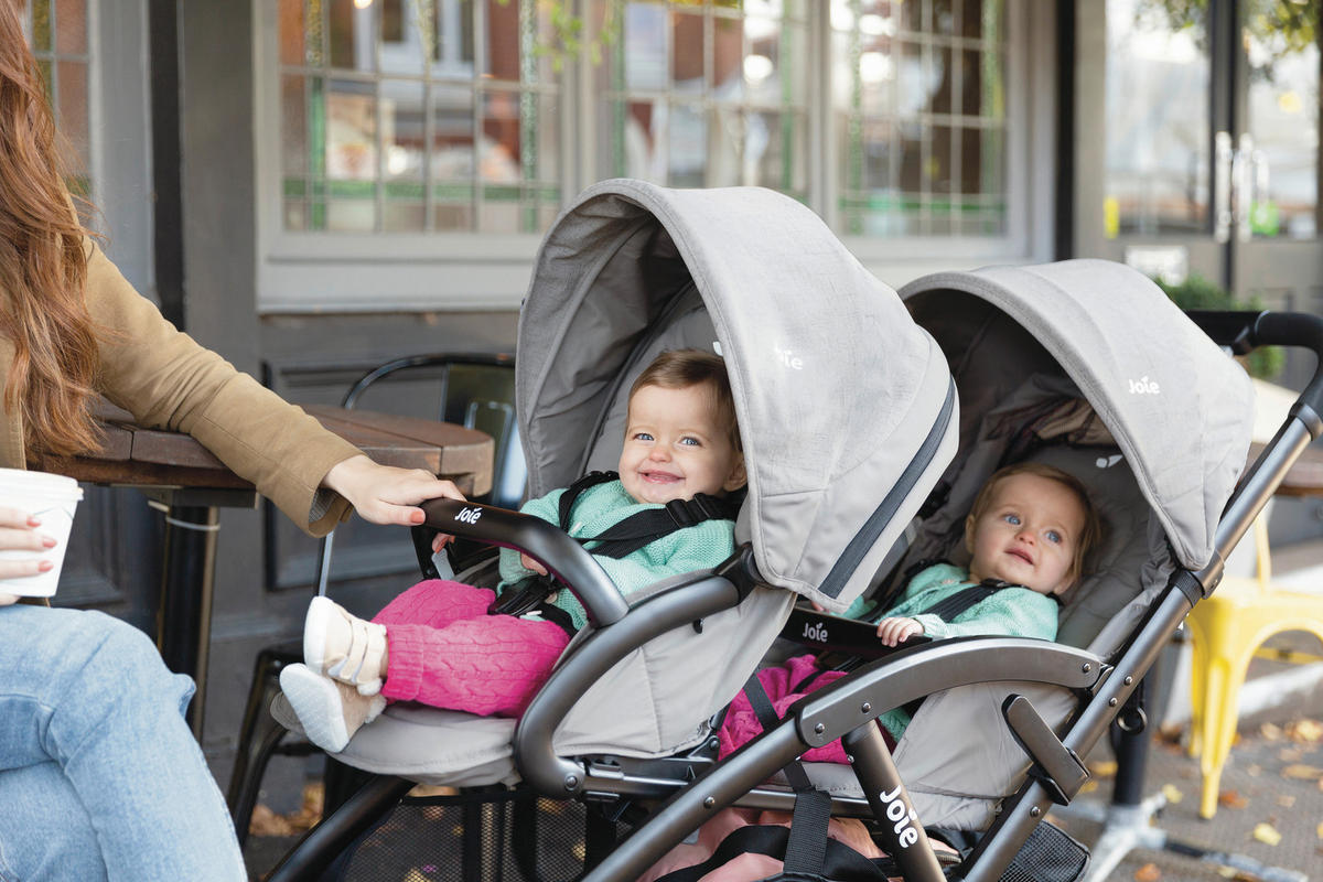 GESCHWISTERWAGEN EVALITE DUO  - Schwarz/Grau, Basics, Textil/Metall (56/101,5/104cm) - Joie