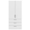 DREHTÜRENSCHRANK 101/235/61 cm,  in Weiß, 2-türig  - Edelstahlfarben/Weiß, Basics, Holzwerkstoff/Metall (101/235/61cm) - Novel