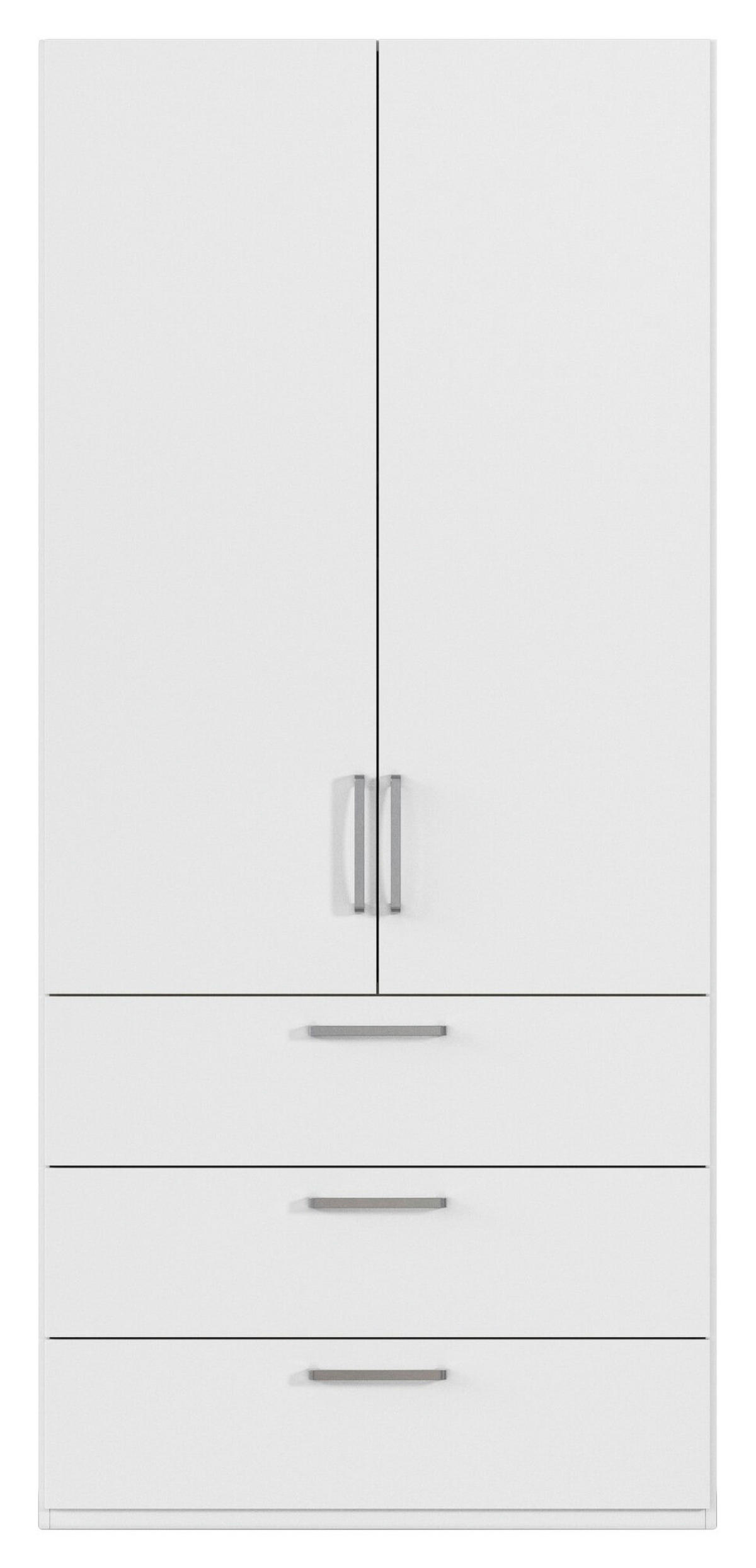 DREHTÜRENSCHRANK 101/235/61 cm,  in Weiß, 2-türig  - Edelstahlfarben/Weiß, Basics, Holzwerkstoff/Metall (101/235/61cm) - Novel