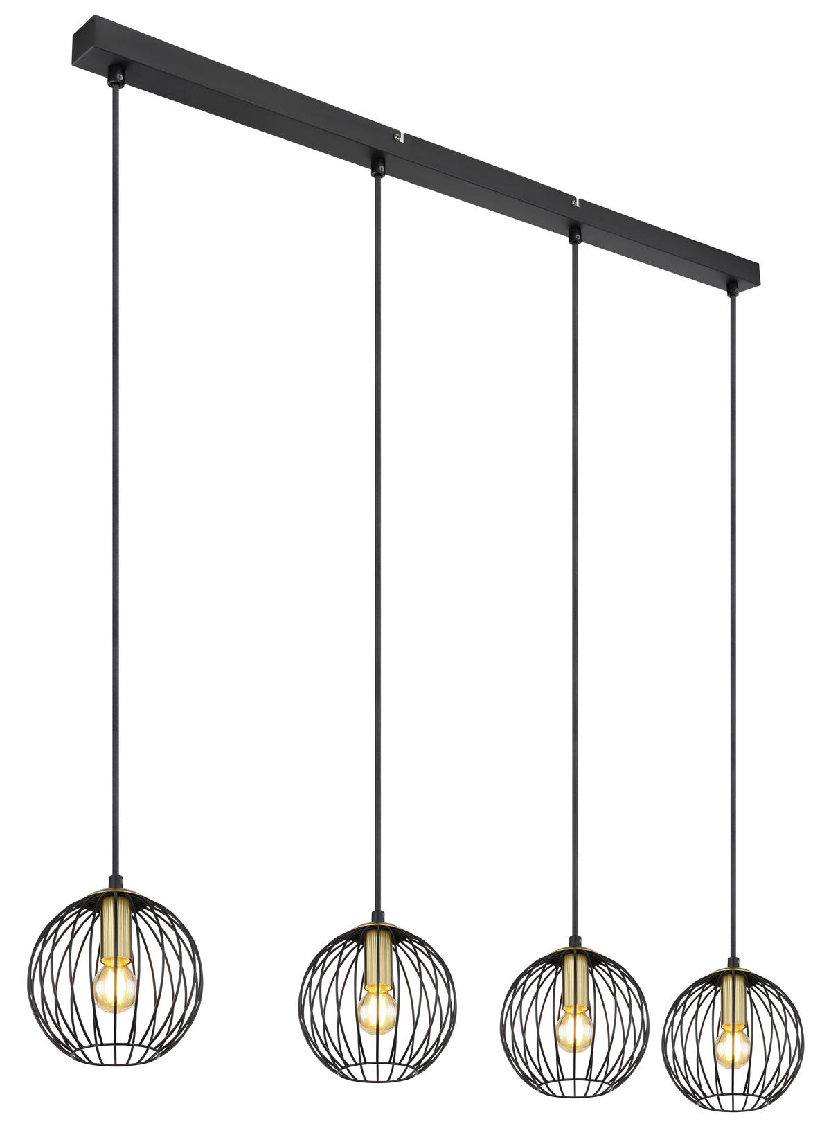 HÄNGELEUCHTE 100/16/150 cm    - Messingfarben/Schwarz, Basics, Metall (100/16/150cm) - Globo