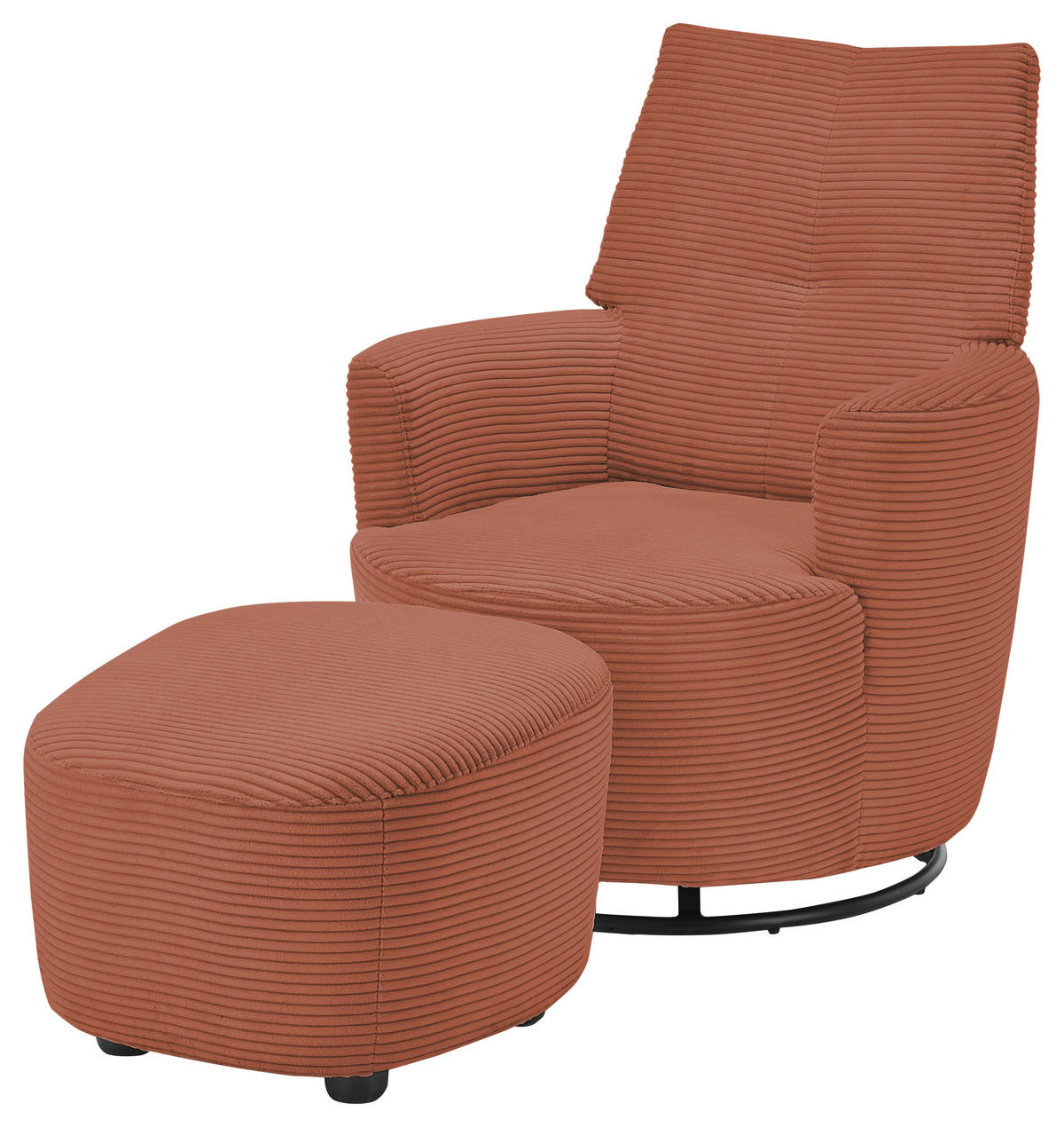 SESSEL Cord Orange    - Schwarz/Orange, Design, Textil/Metall (80/96/88cm) - SetOne by Musterring