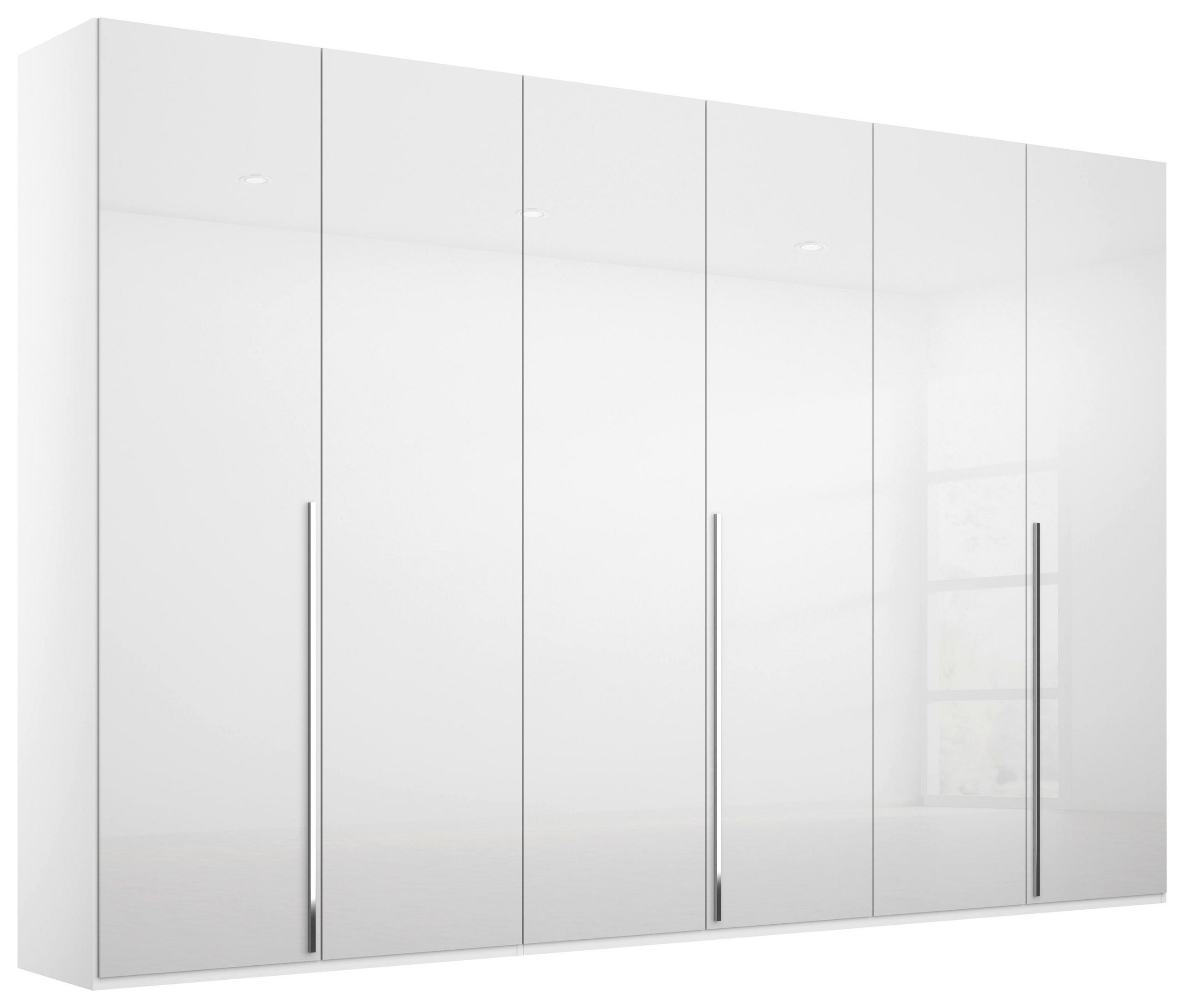 DREHTÜRENSCHRANK in Weiss, Weiss Hochglanz  - Weiss Hochglanz/Chromfarben, Design, Holzwerkstoff/Metall (301/223/60cm) - home24