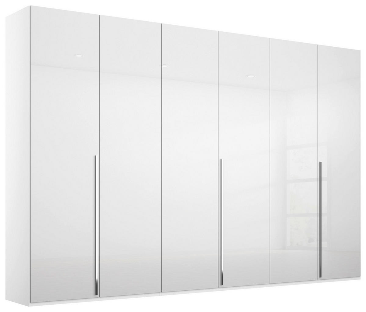 DREHTÜRENSCHRANK in Weiss, Weiss Hochglanz  - Weiss Hochglanz/Chromfarben, Design, Holzwerkstoff/Metall (301/223/60cm) - home24