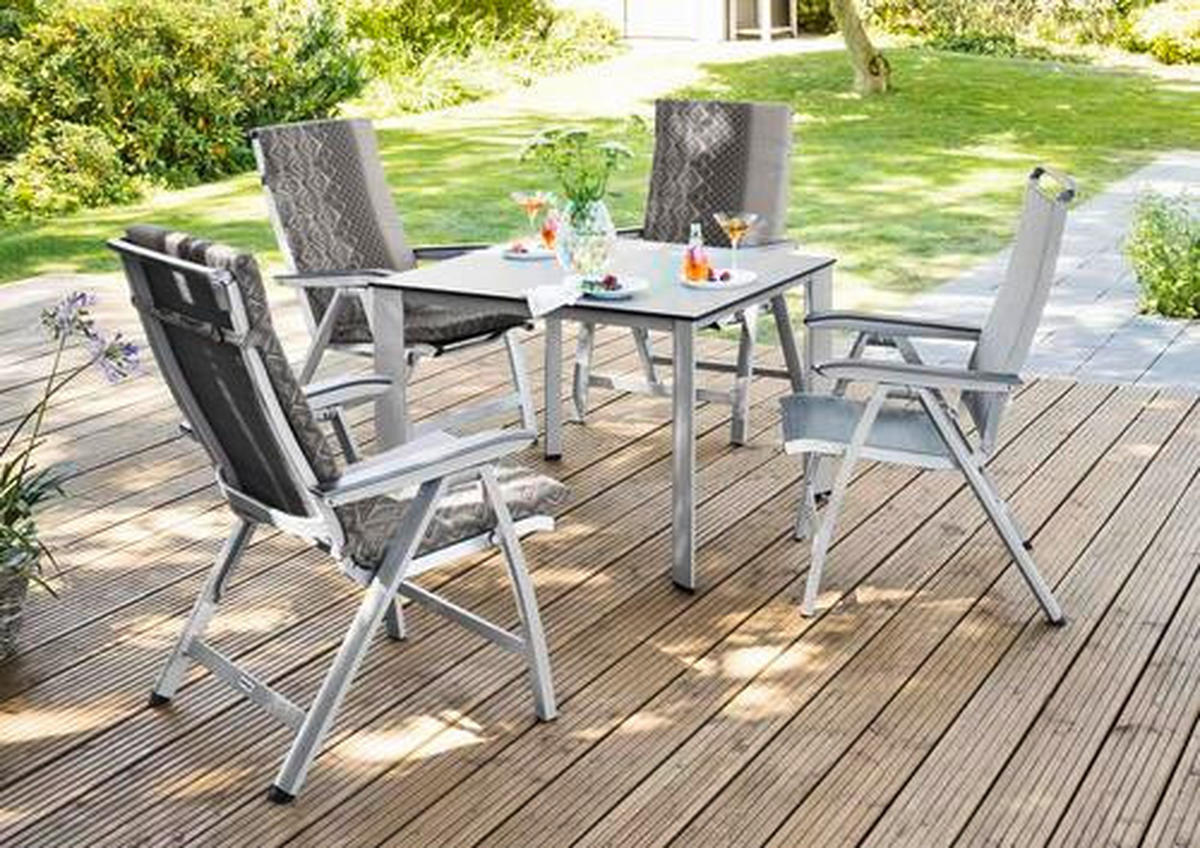 GARTENKLAPPSESSEL in Metall, Textil Graphitfarben, Silberfarben  - Silberfarben/Graphitfarben, Basics, Textil/Metall (63/112/68cm) - Kettler