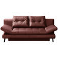 SCHLAFSOFA in Echtleder Bordeaux  - Bordeaux/Schwarz, Design, Leder/Metall (209/94/94cm) - Novel