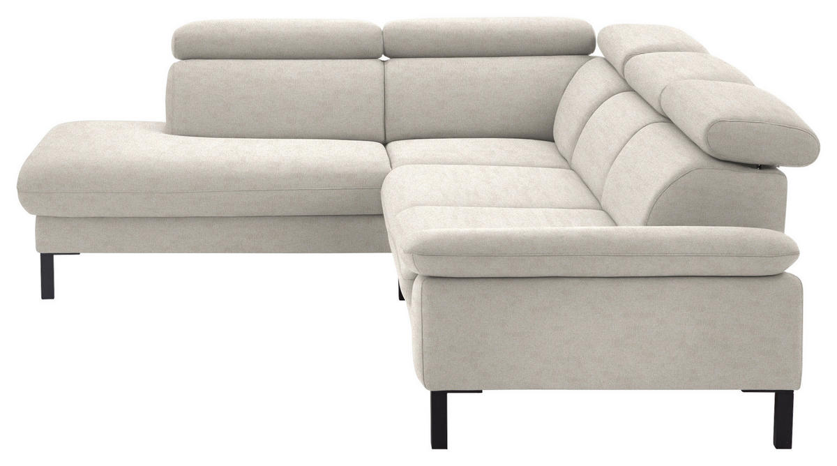 ECKSOFA in Flachgewebe Beige  - Beige/Schwarz, Design, Holzwerkstoff/Textil (217/272cm) - Pure Home Comfort