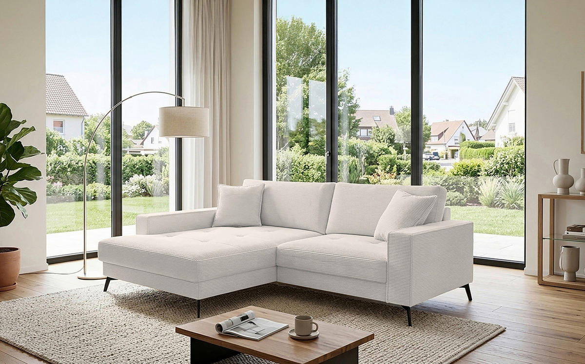 ECKSOFA TED Beige Cord Zierkissen  - Beige/Schwarz, Trend, Textil/Metall (174/228cm) - P & B