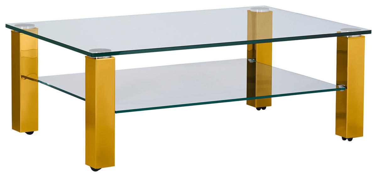 COUCHTISCH in Metall, Glas 110/70/42,5 cm  - Currygelb, Design, Glas/Kunststoff (110/70/42,5cm)