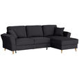 ECKSOFA in Flachgewebe Schwarz  - Eichefarben/Schwarz, KONVENTIONELL, Holz/Textil (265/159cm) - Carryhome