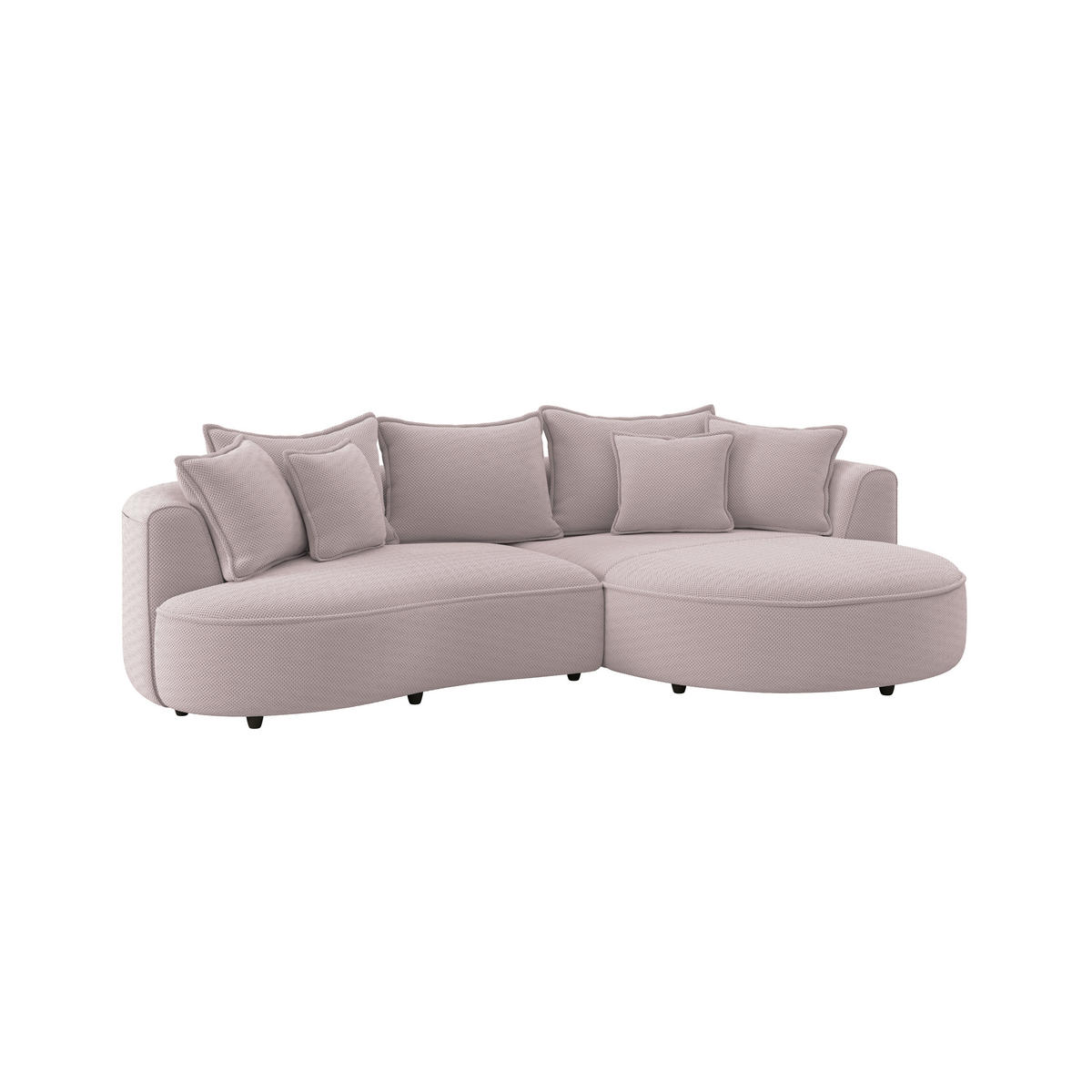 ECKSOFA in Velours, Struktur Hellrosa  - Hellrosa/Schwarz, Modern, Kunststoff/Textil (287/168cm) - Livetastic