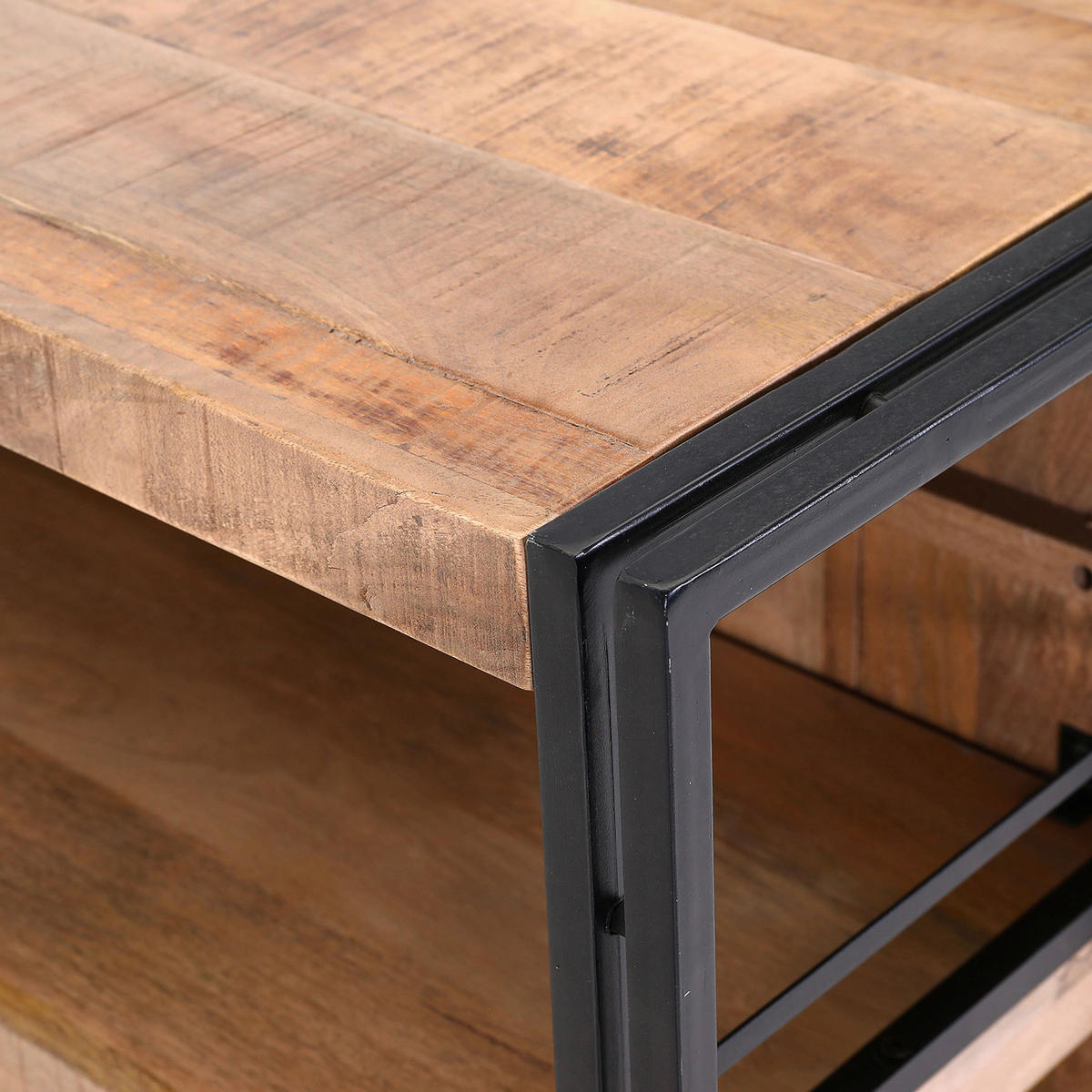 BAR Mangoholz massiv Naturfarben, Schwarz  - Schwarz/Naturfarben, Design, Holz/Metall (140/105/52cm) - Landscape