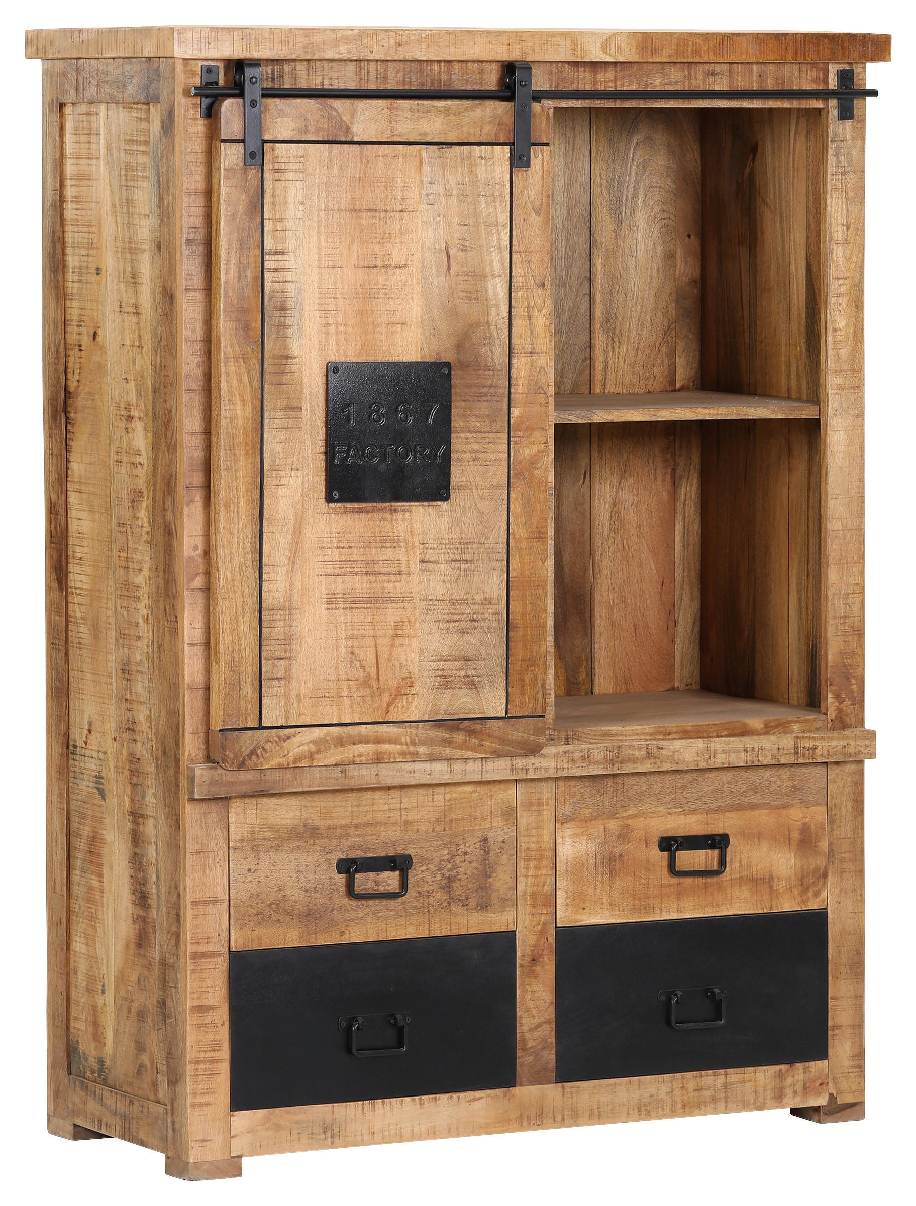 HIGHBOARD  in 110/150/45 cm  - Schwarz/Naturfarben, KONVENTIONELL, Holz/Metall (110/150/45cm) - Landscape