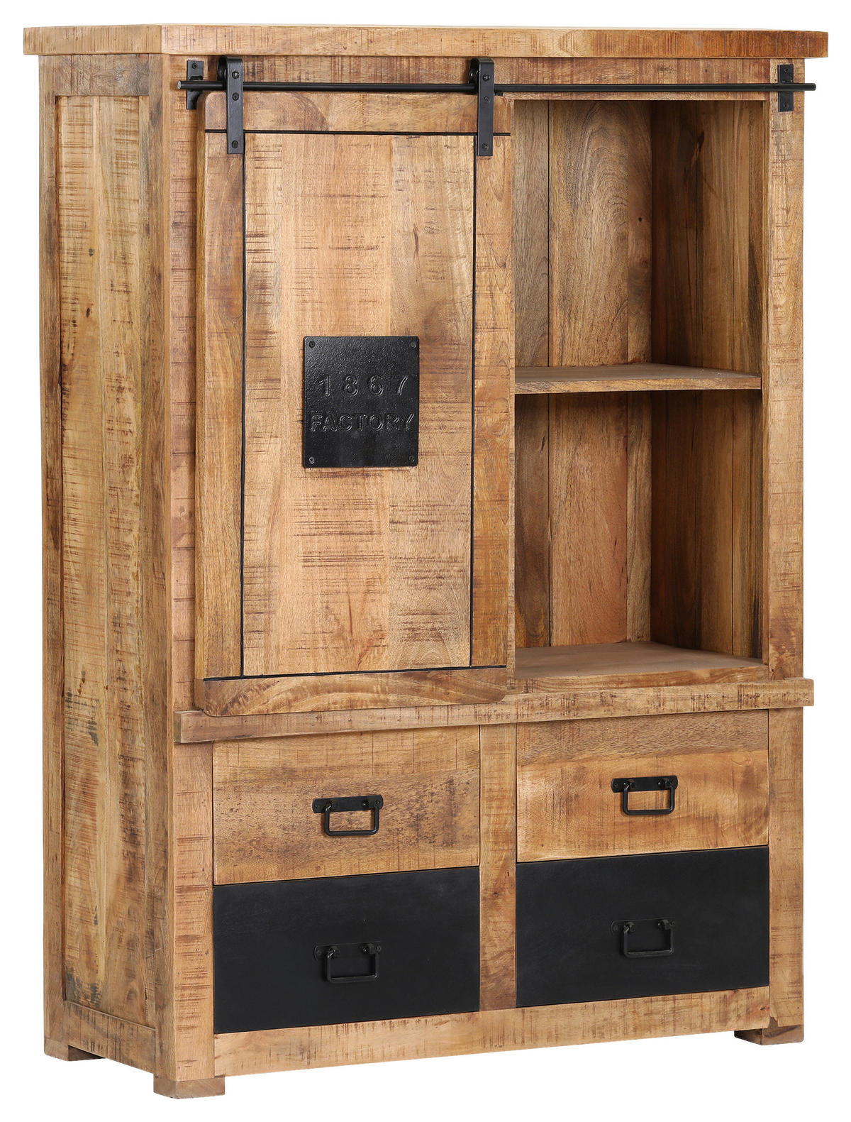 HIGHBOARD  in 110/150/45 cm  - Schwarz/Naturfarben, KONVENTIONELL, Holz/Metall (110/150/45cm) - Landscape