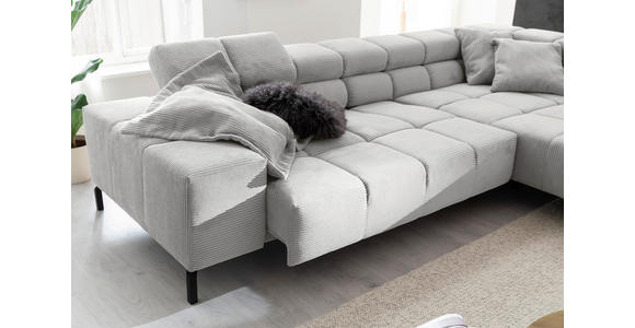 ECKSOFA inkl. Sitzvorzug in Cord Grau  - Schwarz/Grau, Design, Textil/Metall (321/216cm) - Hom`in