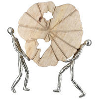SKULPTUR - Silberfarben/Beigebraun, Basics, Holz/Metall (31/33,5/9cm)