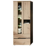 VITRINE  in Graphitfarben, Eiche Artisan - Graphitfarben/Schwarz, Trend, Glas/Holzwerkstoff (75/197/38cm) - Carryhome