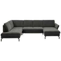 WOHNLANDSCHAFT in Velours Grau  - Schwarz/Grau, Design, Textil/Metall (220/335/179cm) - Beldomo System