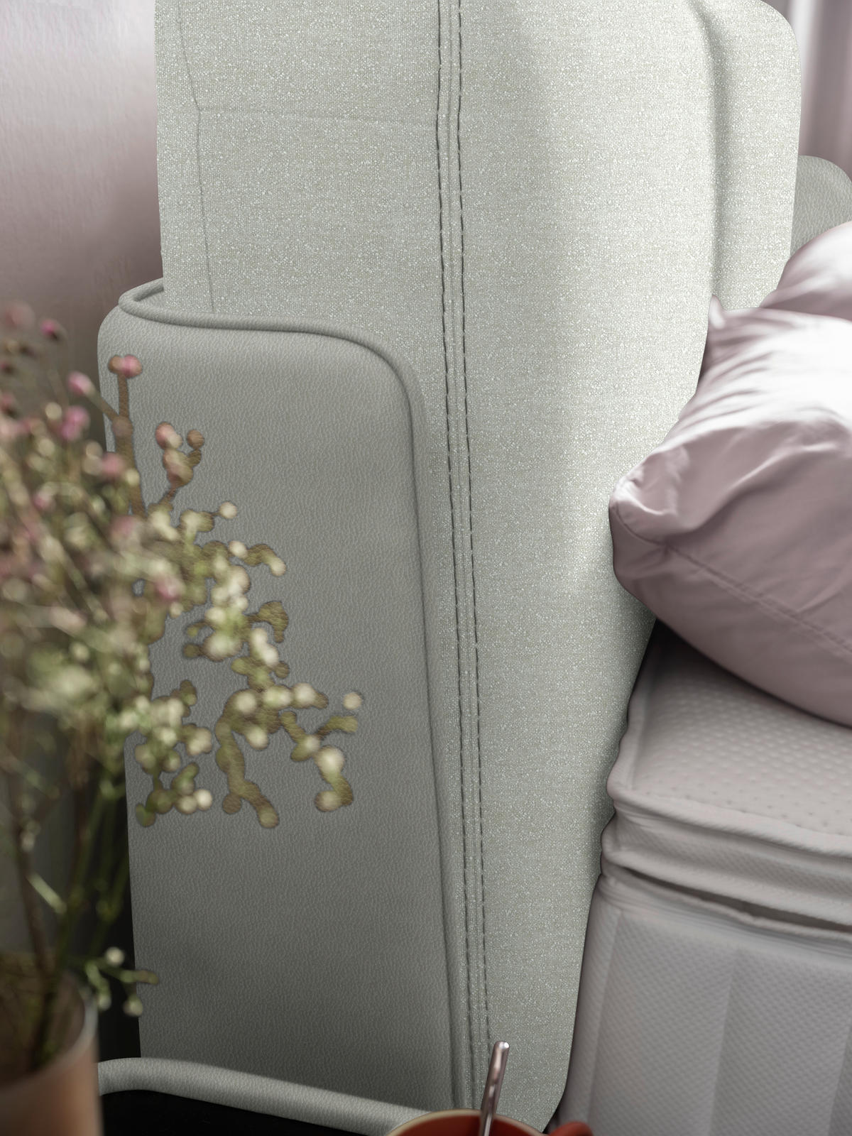 BOXSPRINGBETT 180/200 cm  in Hellgrau  - Hellgrau/Schwarz, Design, Textil/Metall (180/200cm) - Johann Jakob