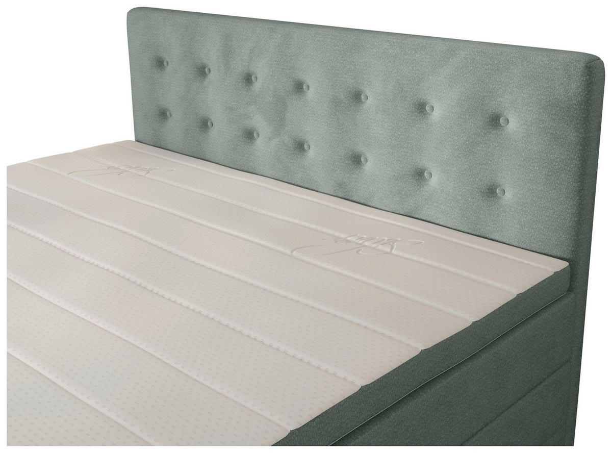BOXSPRINGBETT 200/200 cm,  in Silberfarben, gepolstertes Kopfteil, Bettkasten, Topper, Matratzen, H2 + H3 = mittel + fest  - Silberfarben/Schwarz, KONVENTIONELL, Kunststoff/Textil (200/200cm) - Chameo