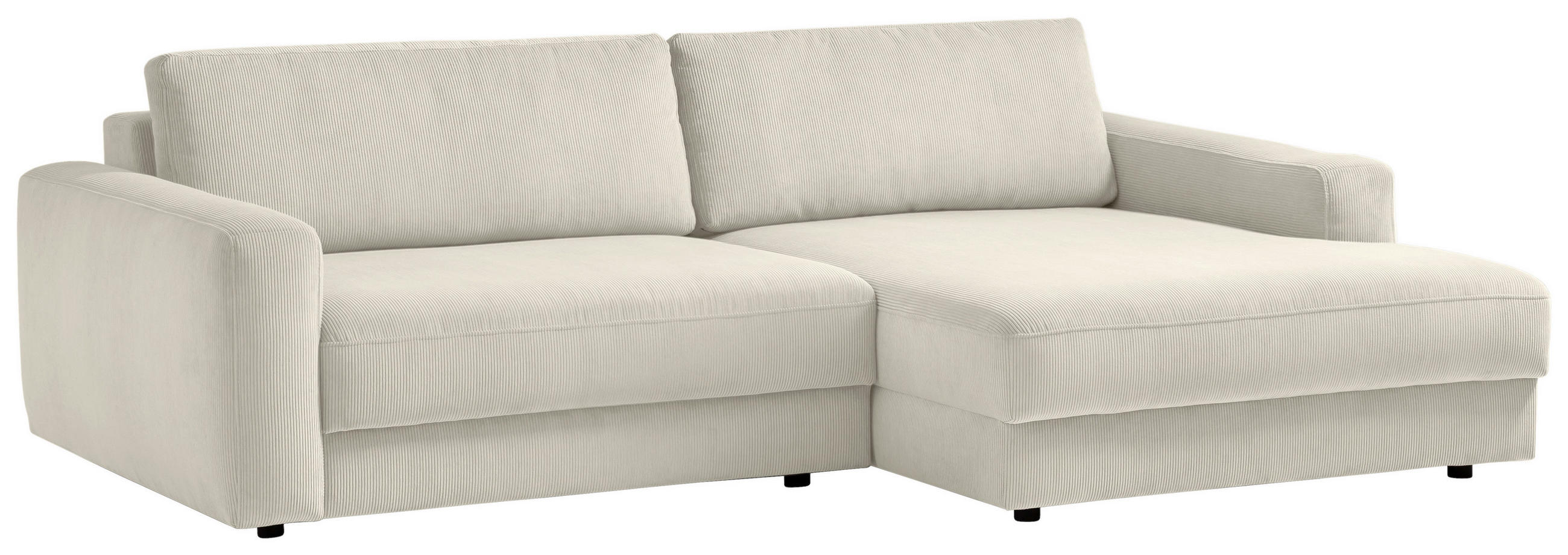 ECKSOFA BOURBON Creme Cord  - Creme/Schwarz, MODERN, Textil (250/176cm) - Trendmanufaktur