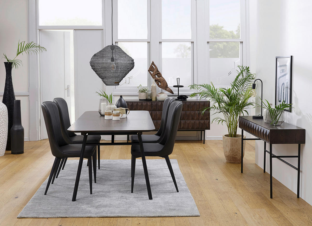 ESSTISCH Schwarz, Dunkelbraun rechteckig  ausziehbar  - Dunkelbraun/Schwarz, Trend, Holzwerkstoff/Metall (180-230/90/75cm) - Carryhome