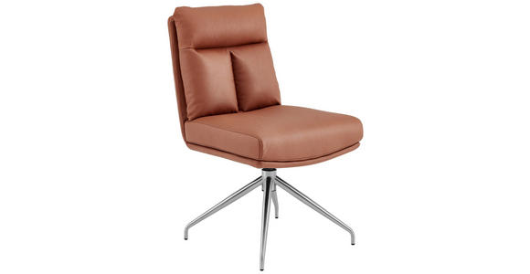 STUHL - Edelstahlfarben/Cognac, Design, Textil/Metall (51,5/89,5/65cm) - Novel