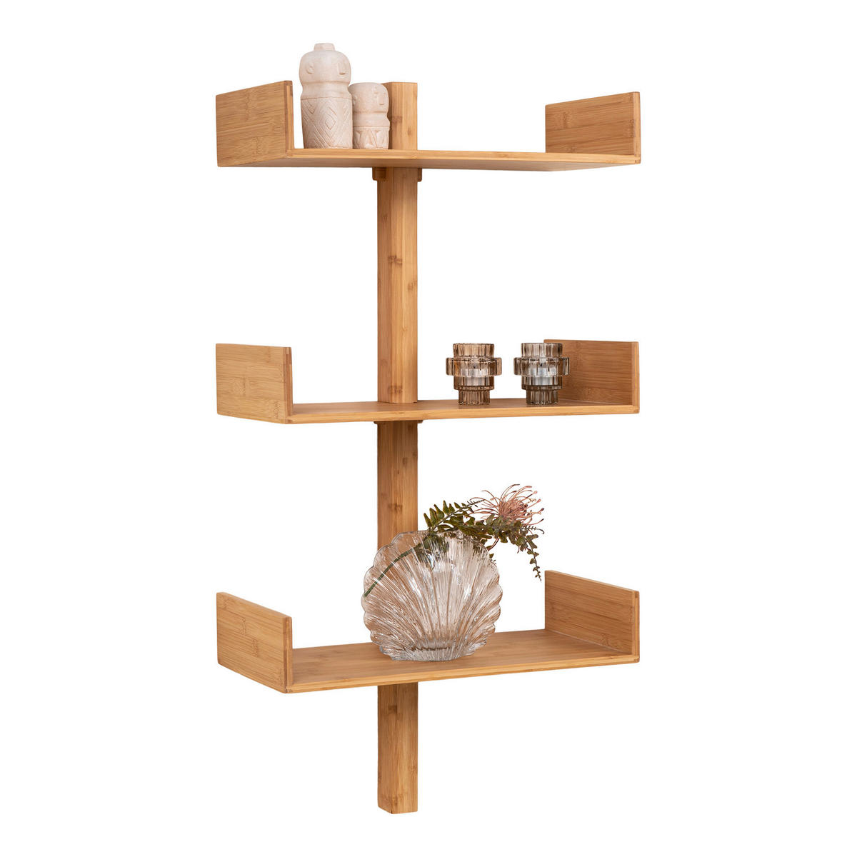 DEKORATIONSVÄGGHYLLA 50/102/25 cm  - naturfärgad, Basics, trä (50/102/25cm) - Ambia Home