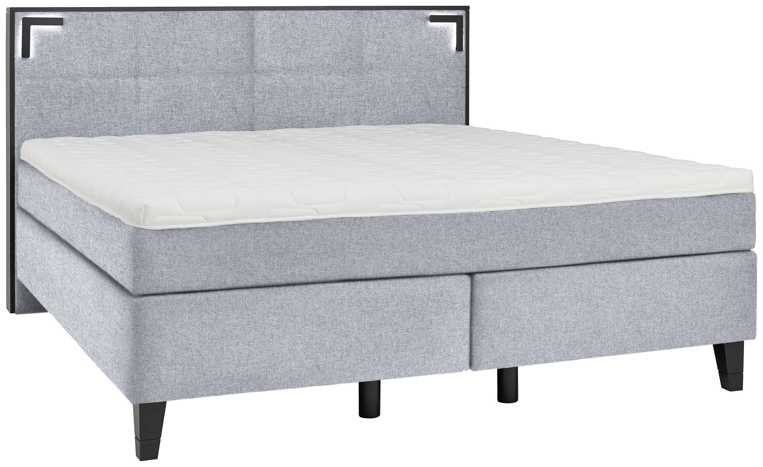 BOXSPRINGBETT 180/200 cm  in Hellgrau  - Hellgrau/Schwarz, Design, Holz/Textil (180/200cm) - Hom`in