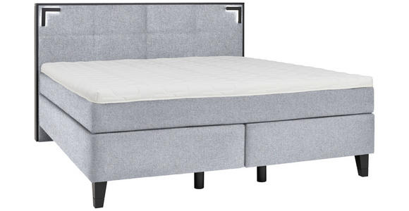 BOXSPRINGBETT 180/200 cm  in Hellgrau  - Hellgrau/Schwarz, Design, Holz/Textil (180/200cm) - Hom`in