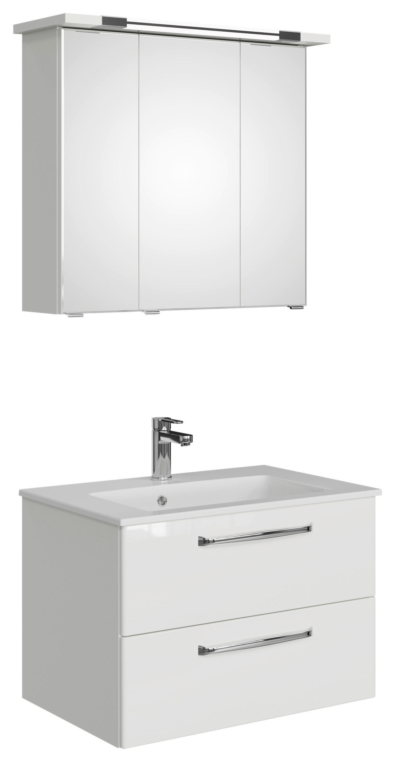 BADEZIMMER  in 77 cm  - Chromfarben/Weiß Hochglanz, Design, Glas/Holzwerkstoff (77cm) - Sadena