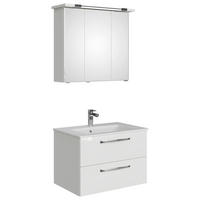 BADEZIMMER  in 77 cm  - Chromfarben/Weiß Hochglanz, Design, Glas/Holzwerkstoff (77cm) - Sadena