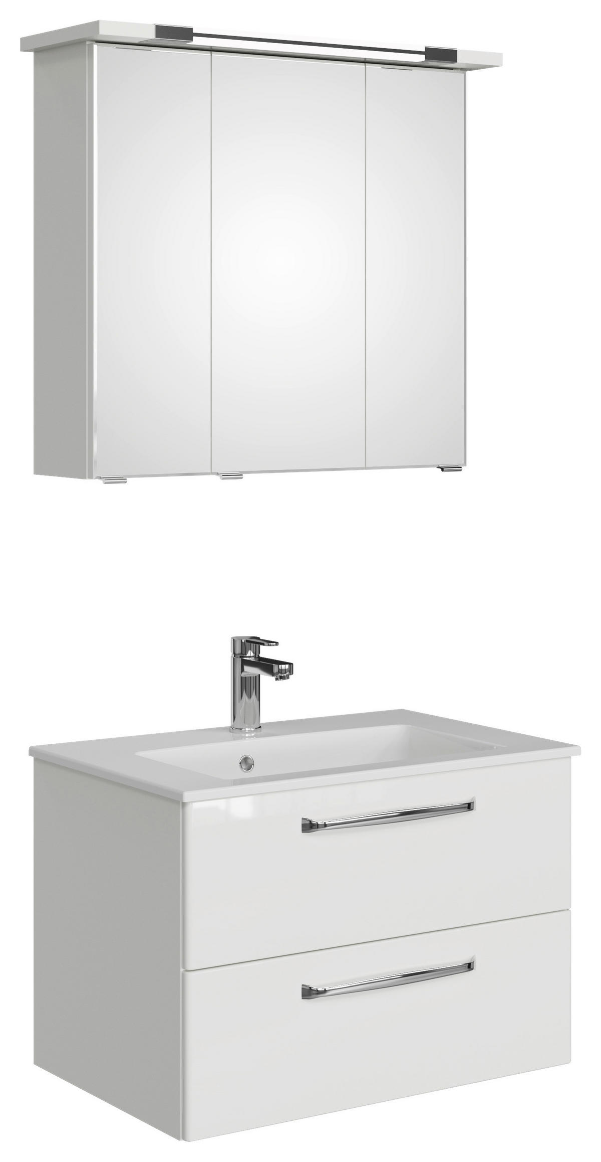 BADEZIMMER  in 77 cm  - Chromfarben/Weiß Hochglanz, Design, Glas/Holzwerkstoff (77cm) - Sadena